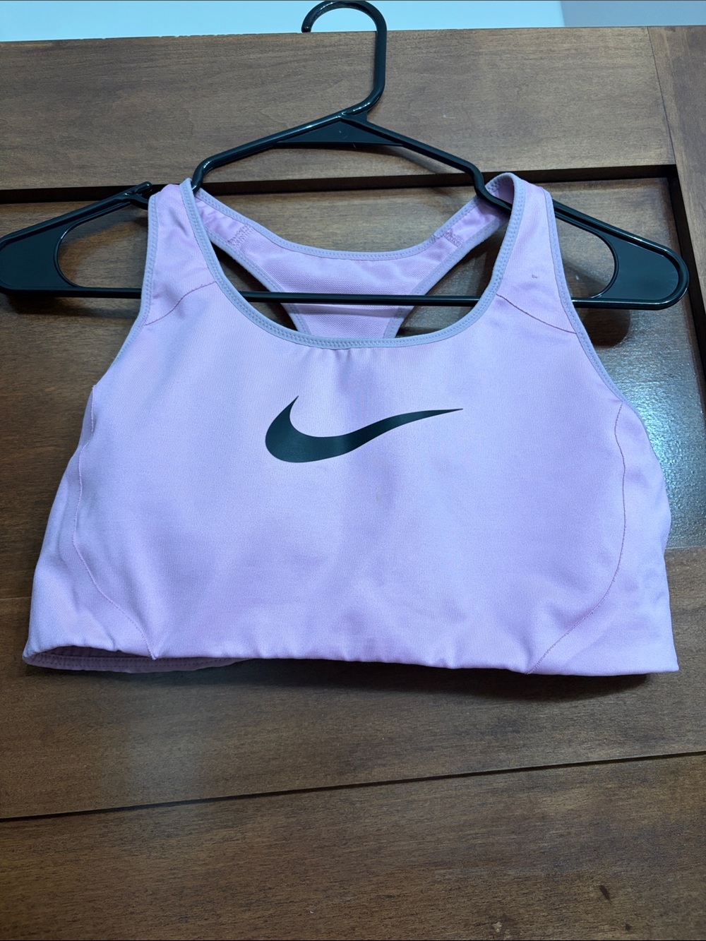 Nike Light Pink Racerback Sports Bra with Black Swoosh